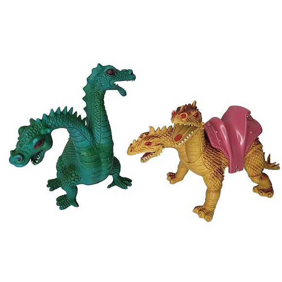 2‎ VTG 1984 IMPERIAL Plastic Two Headed Dragons - Knights & Daggers Battle Beast - Picture 1 of 14